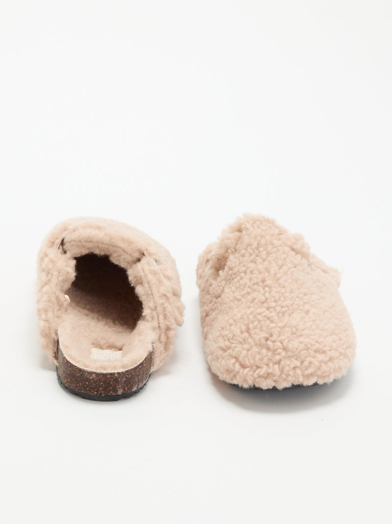 Zapatillas de casa con efecto borreguito y hebilla Rosa - Kiabi