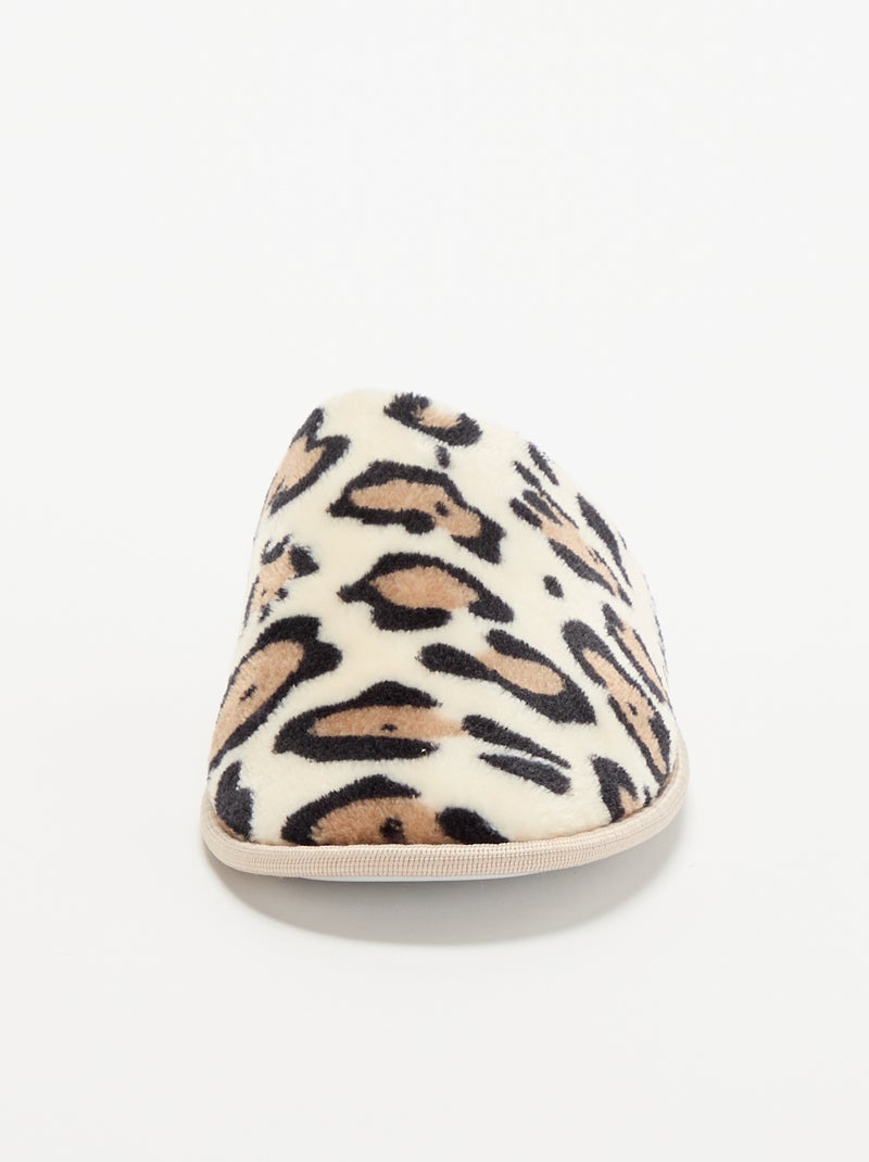 Zapatillas de casa con estampado de leopardo Beige - Kiabi