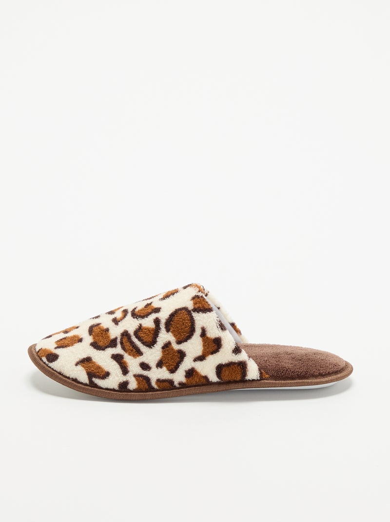 Zapatillas de casa con estampado de leopardo Marron - Kiabi