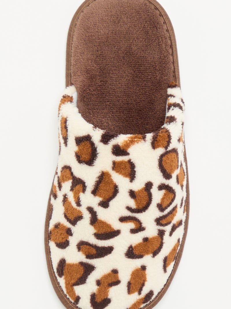 Zapatillas de casa con estampado de leopardo Marron - Kiabi