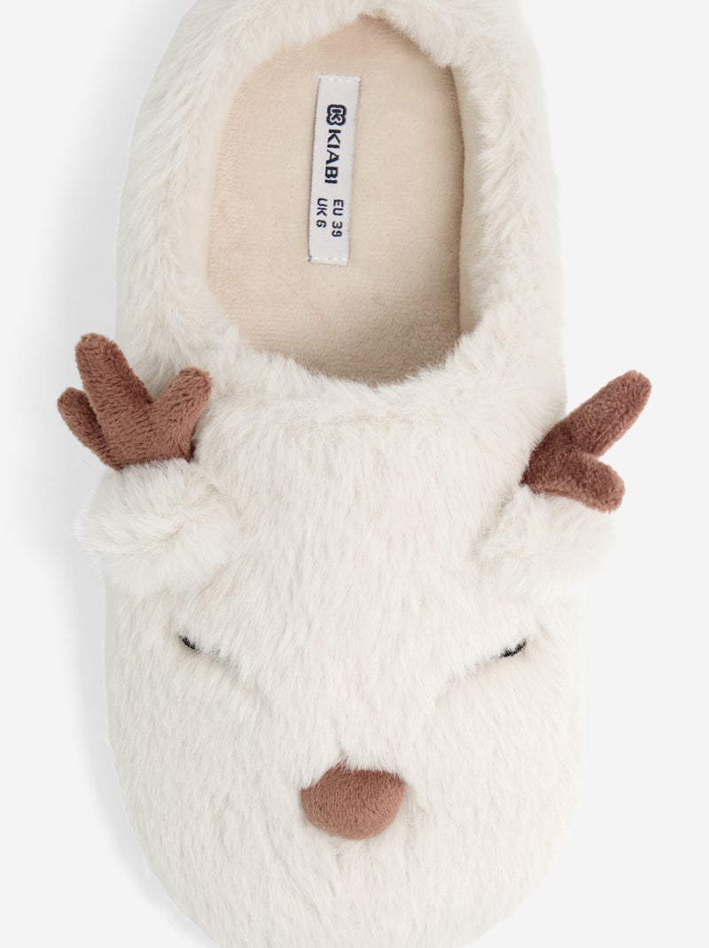 Zapatillas de casa con forma de reno Beige - Kiabi