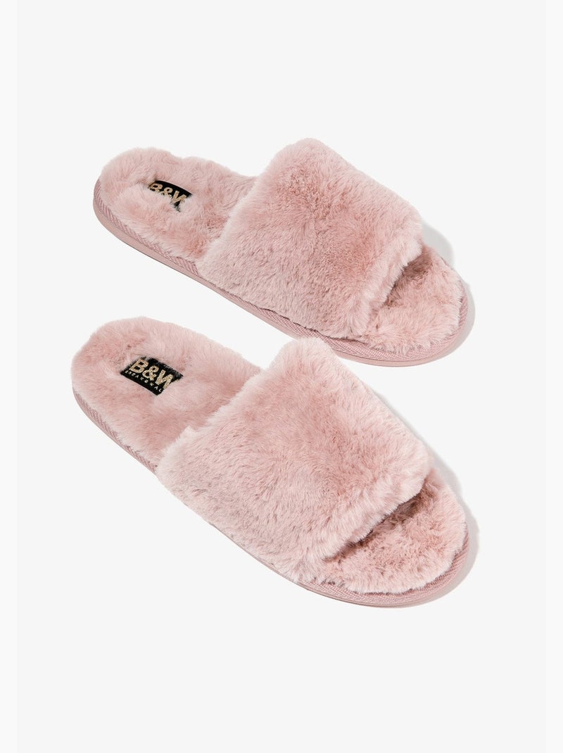 Zapatillas de Casa con Punta Abierta en Rosa Rosa - Kiabi