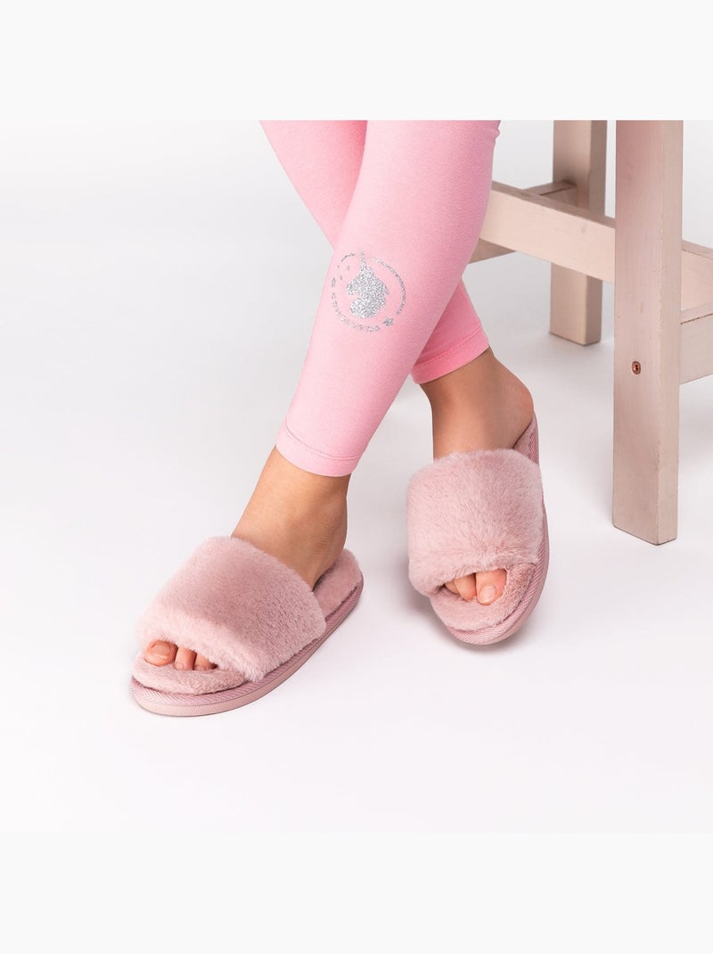 Zapatillas de Casa con Punta Abierta en Rosa Rosa - Kiabi