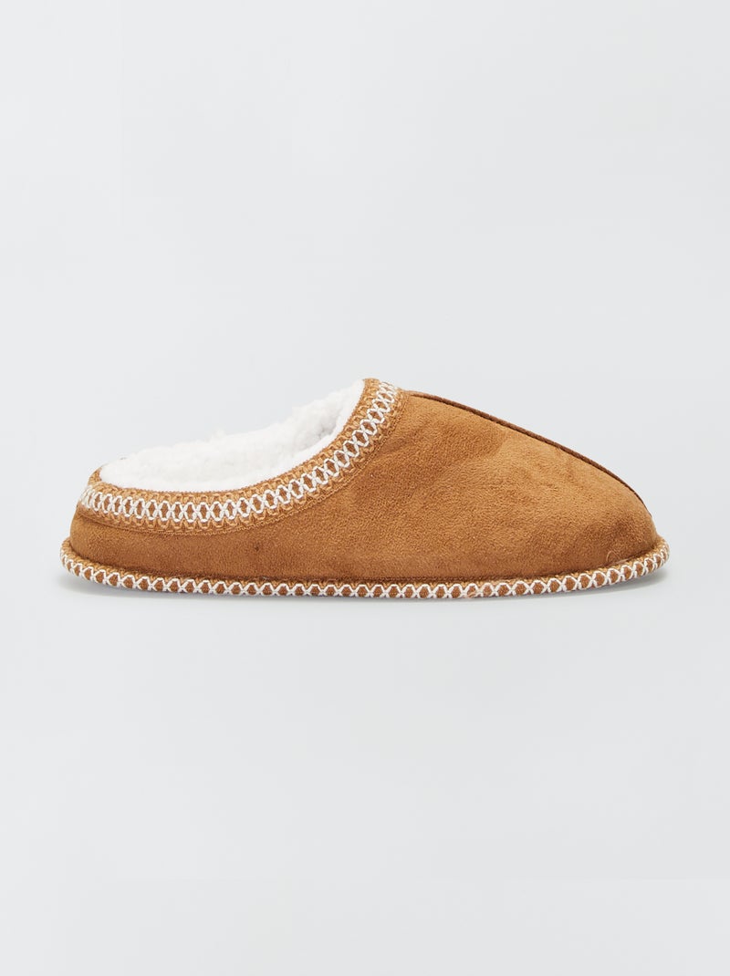 Zapatillas de casa de antelina con pelo camello - Kiabi