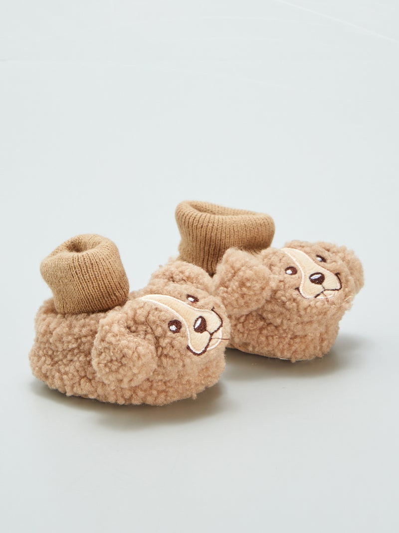 Zapatillas de casa de borreguito 'animales' MARRON - Kiabi