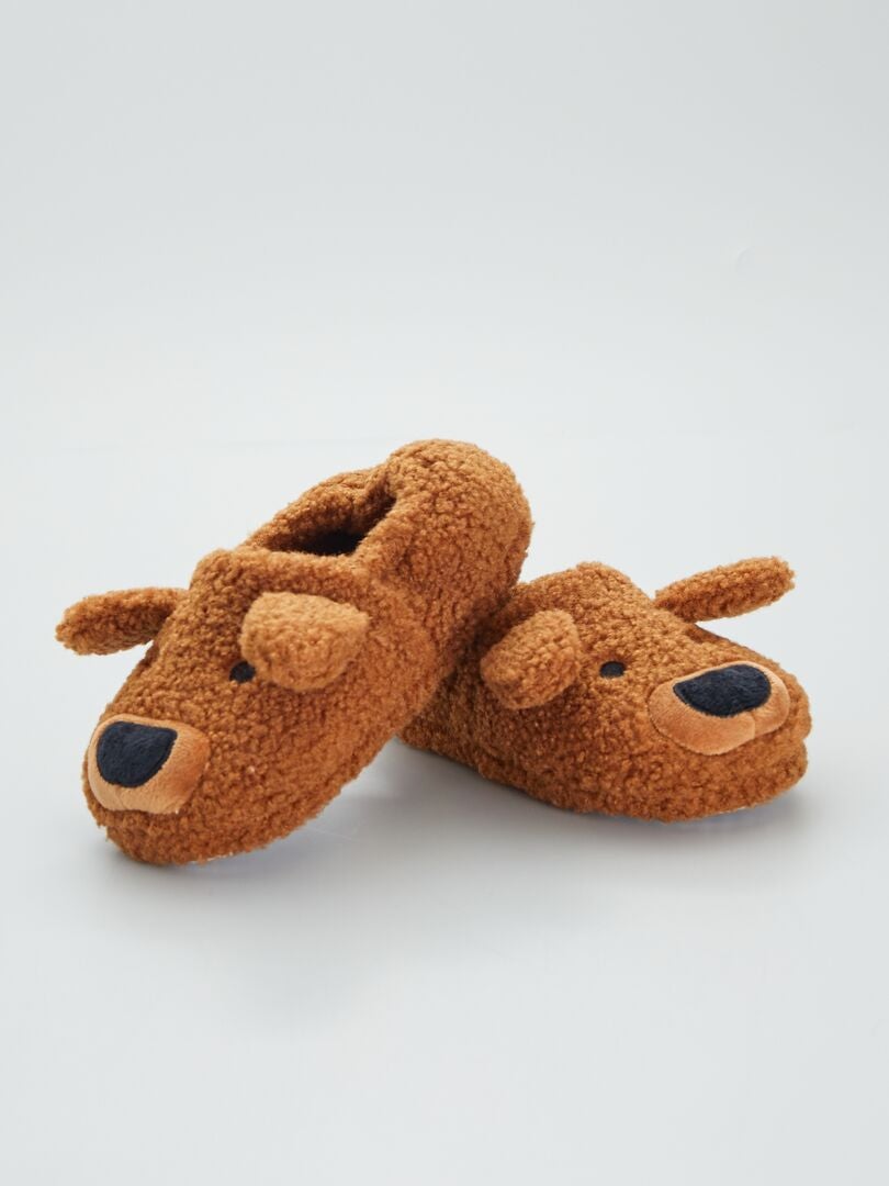 Zapatillas de casa de borreguito estilo perro MARRON - Kiabi