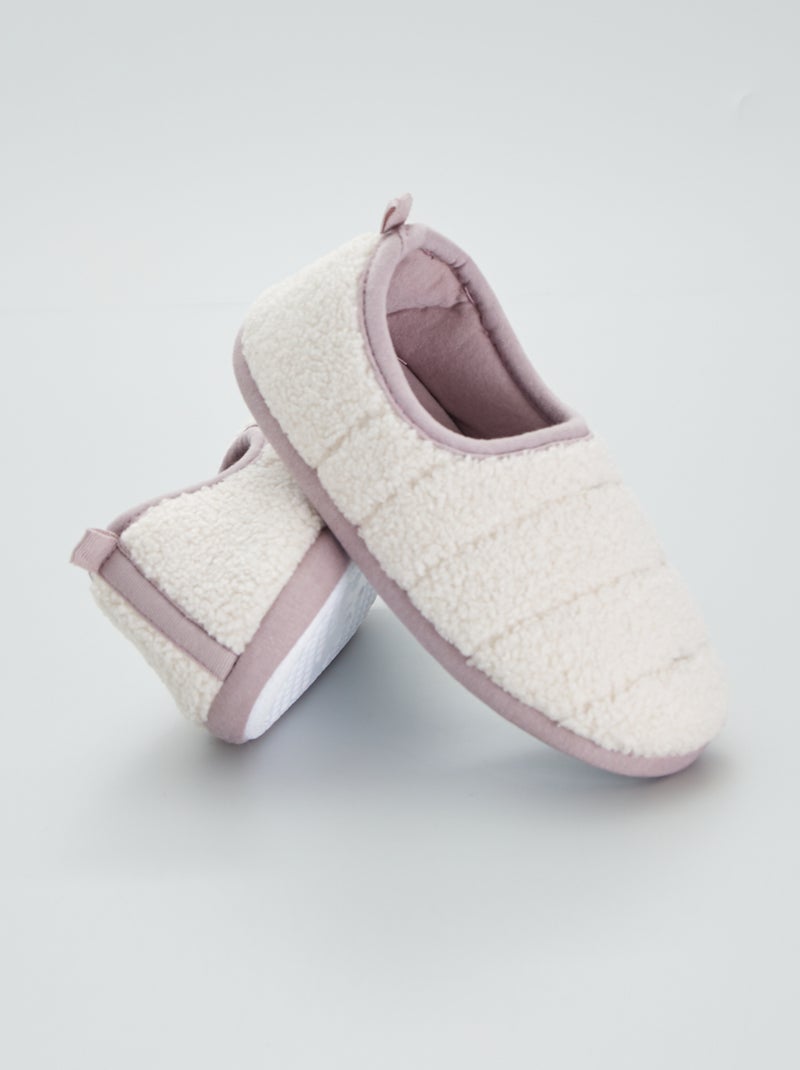 Zapatillas de casa de borreguito rizo beige - Kiabi