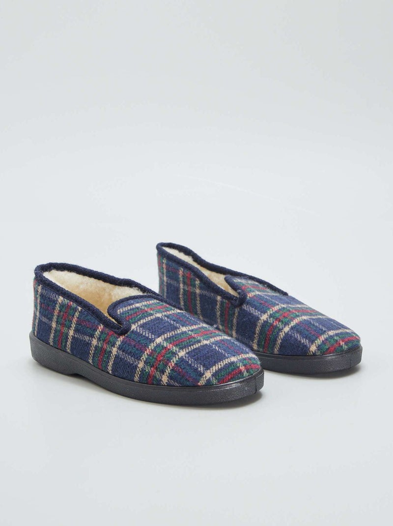 Zapatillas de casa de cuadros AZUL - Kiabi