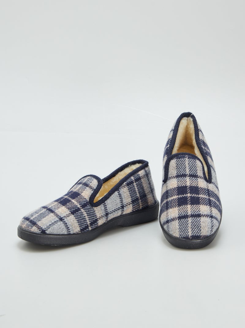 Zapatillas de casa de cuadros BEIGE - Kiabi