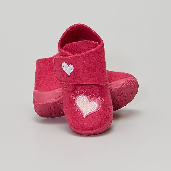 Zapatillas de casa de fieltro bebé niña - fucsia - Kiabi - 7,00€