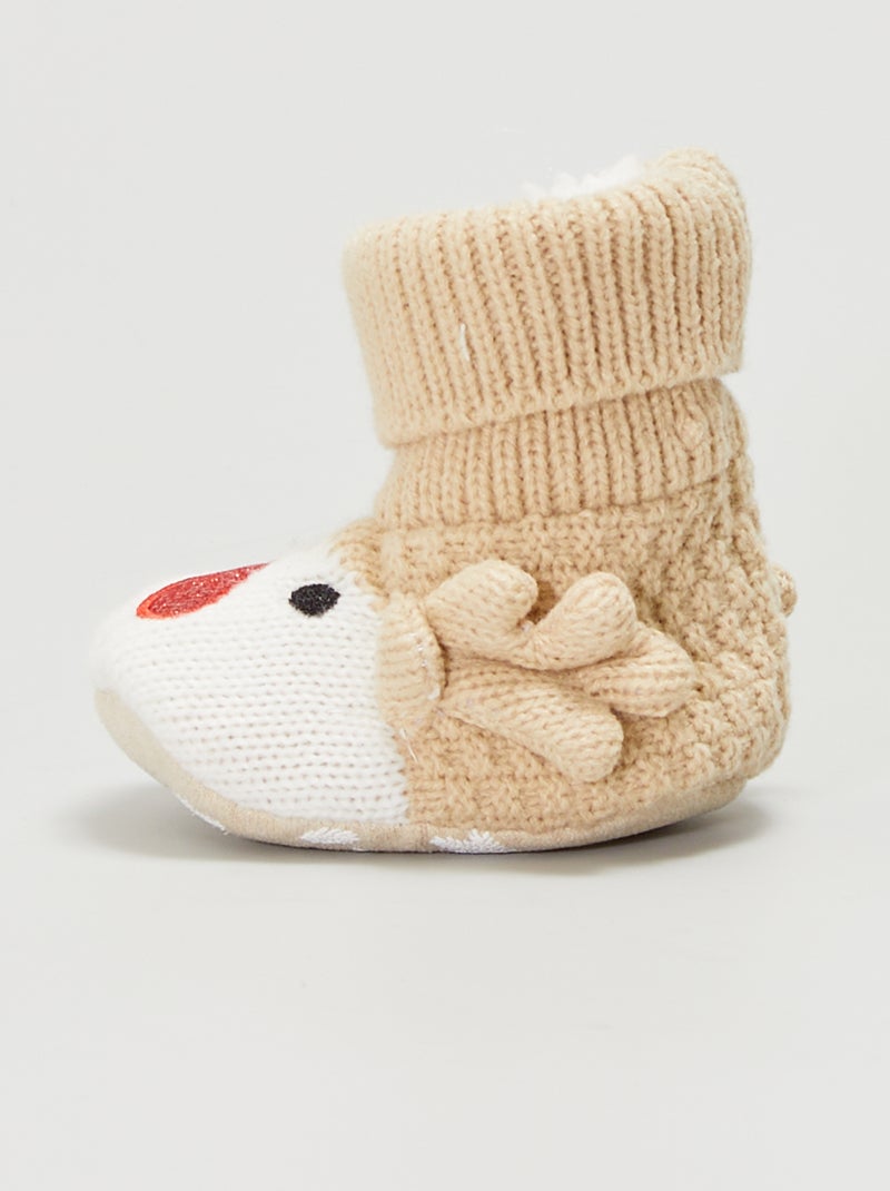 Zapatillas de casa de lana - Navidad BEIGE - Kiabi