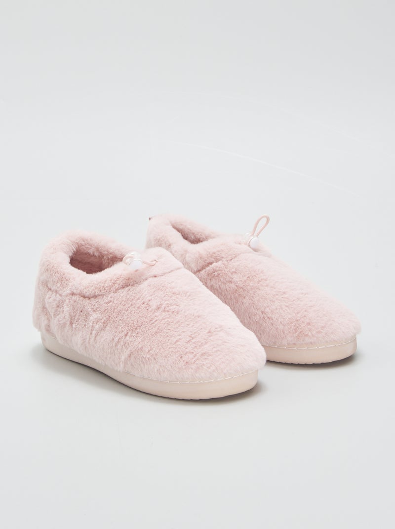 Zapatillas de casa de pelo sintético ROSA - Kiabi