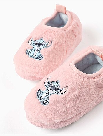 Zapatillas de casa de peluche con bordado de stitch