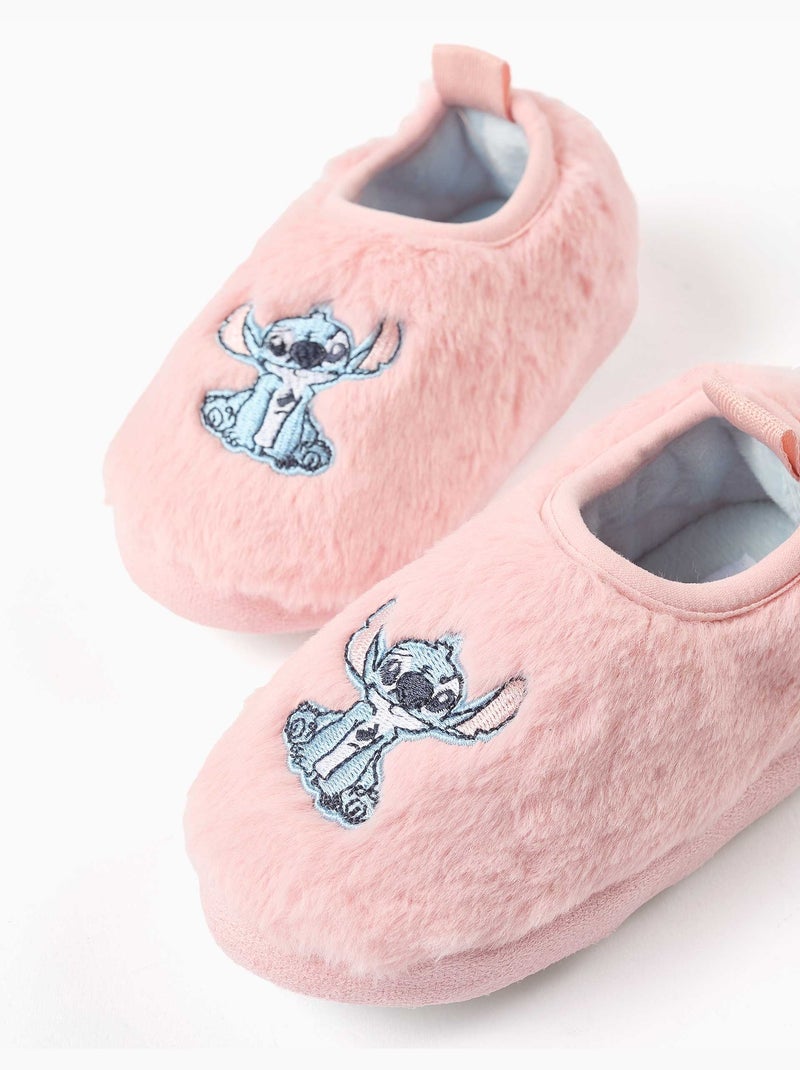 Zapatillas de casa de peluche con bordado de stitch Rosa claro - Kiabi