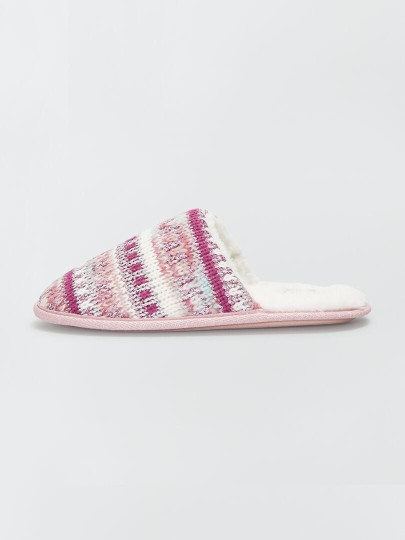 Zapatillas de casa de punto jacquard rosa - Kiabi
