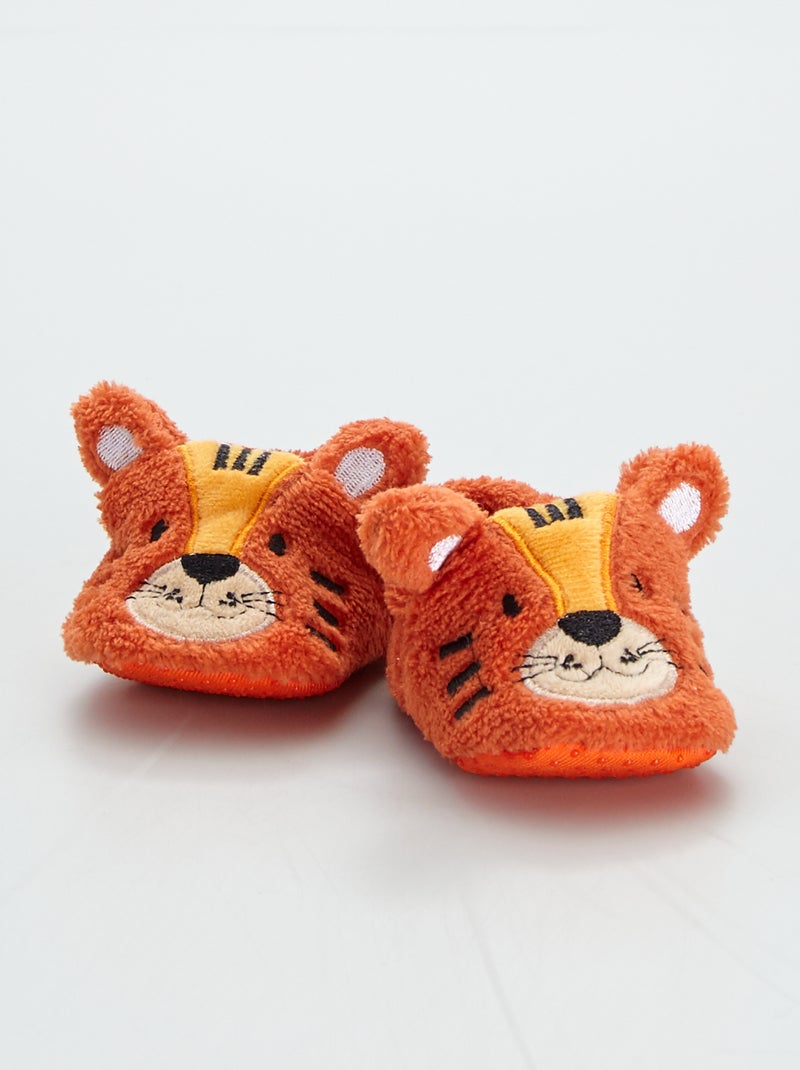 Zapatillas de casa de punto suave 'tigre' naranja - Kiabi