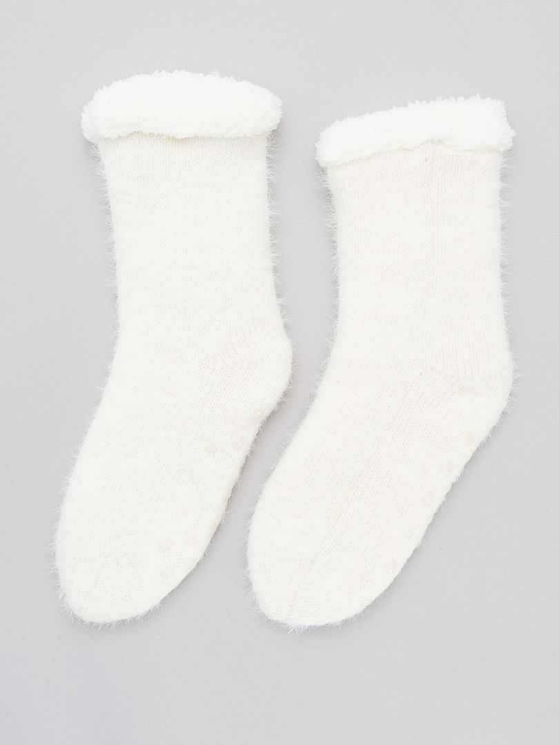 Zapatillas de casa de punto tipo calcetines Blanco - Kiabi