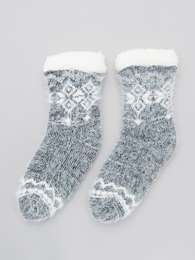 Zapatillas de casa de punto tipo calcetines GRIS - Kiabi