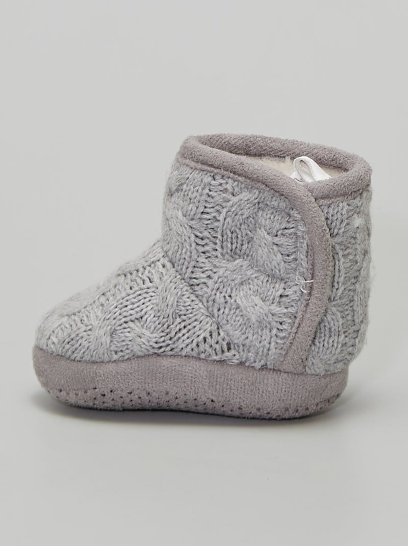 Zapatillas de casa de punto trenzado gris - Kiabi