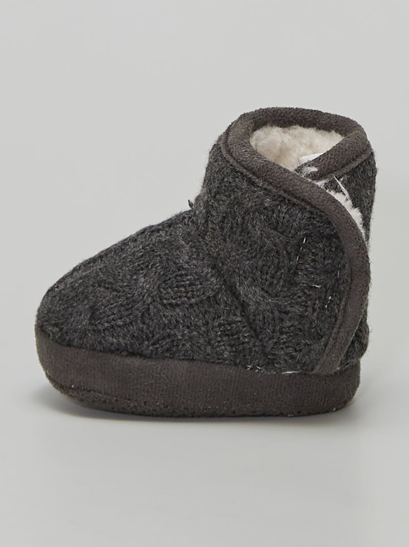 Zapatillas de casa de punto trenzado NEGRO - Kiabi