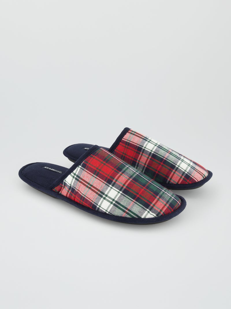 Zapatillas de casa de tartán Navidad VERDE - Kiabi