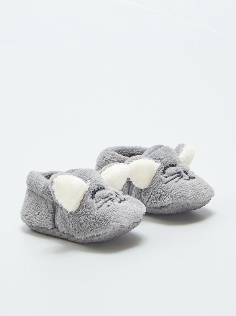 Zapatillas de casa de tejido polar GRIS - Kiabi