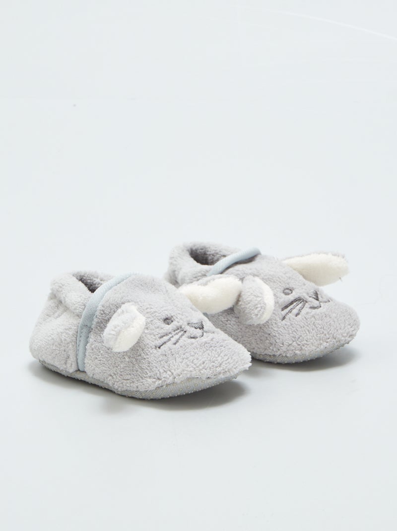 Zapatillas de casa de tejido polar gris claro - Kiabi