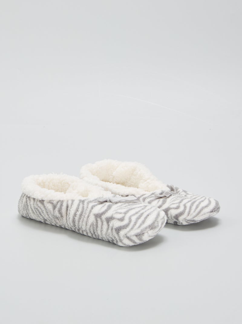 Zapatillas de casa de tejido polar 'leopardo' GRIS - Kiabi