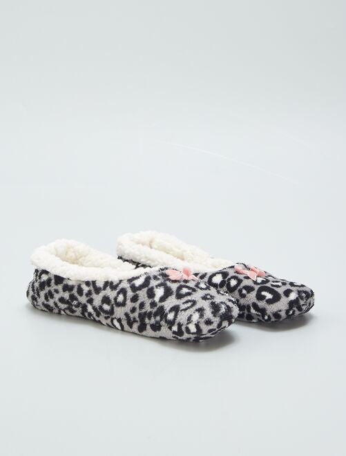 Zapatillas de casa de tejido polar 'leopardo' - Kiabi