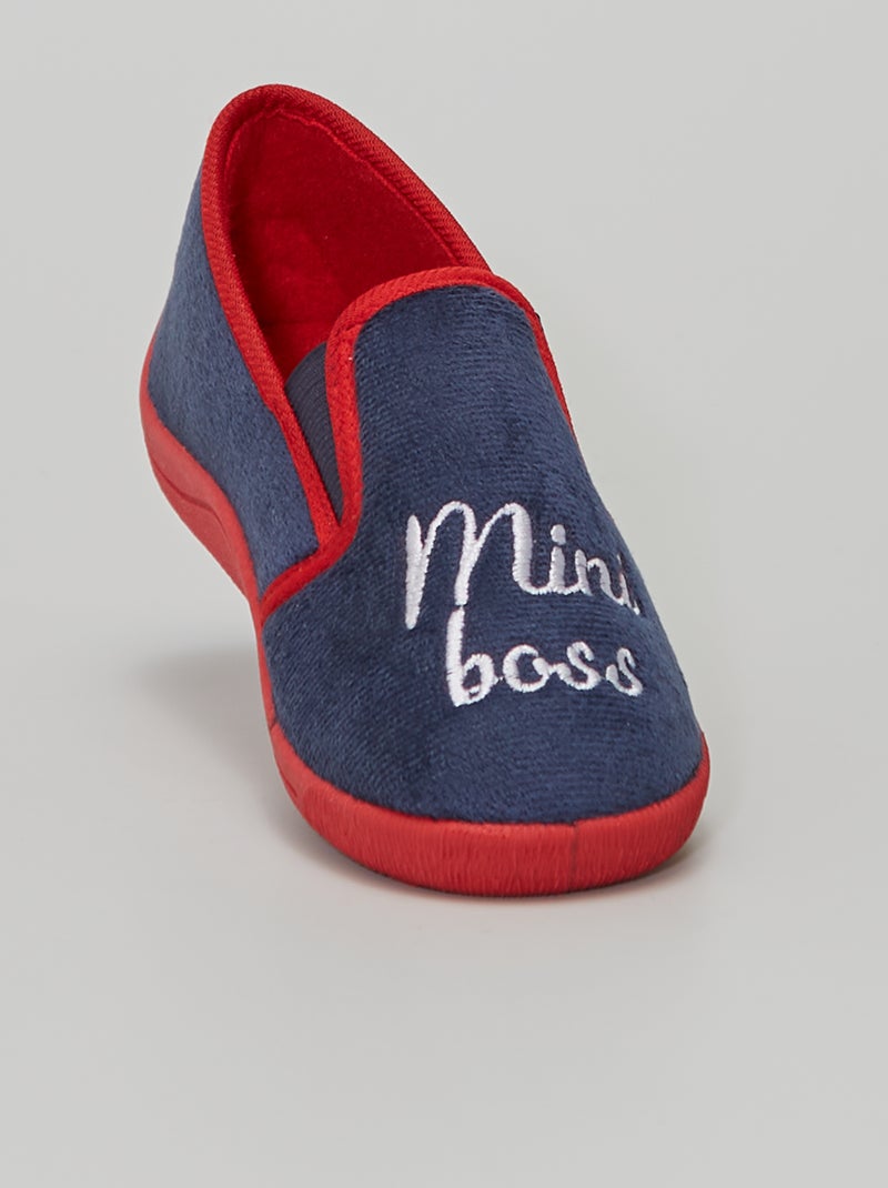 Zapatillas de casa de terciopelo azul navy - Kiabi