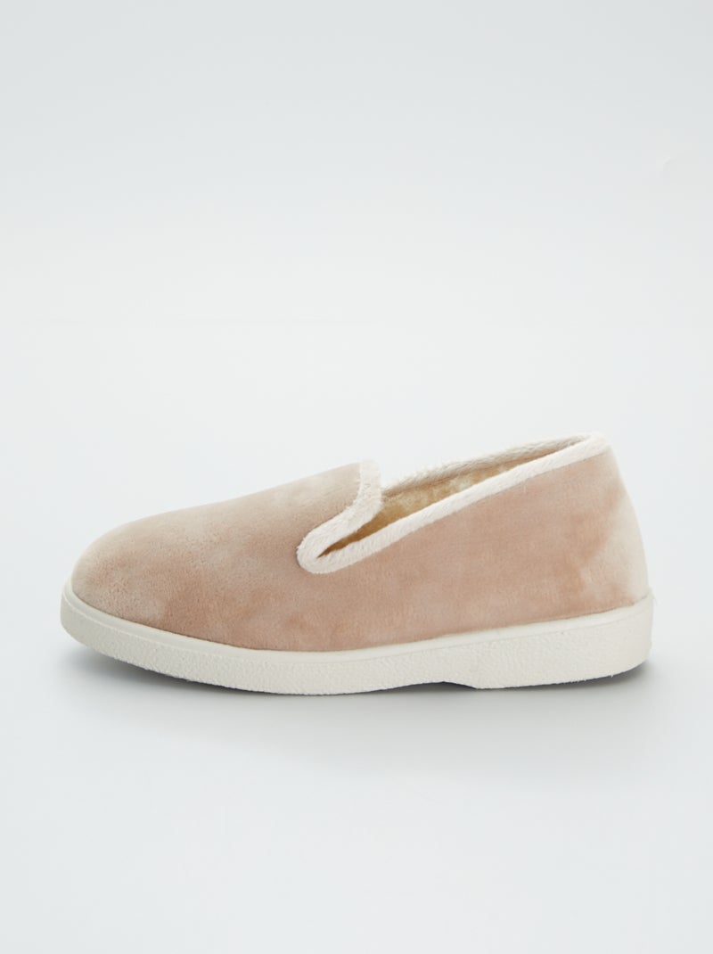 Zapatillas de casa de terciopelo BEIGE - Kiabi