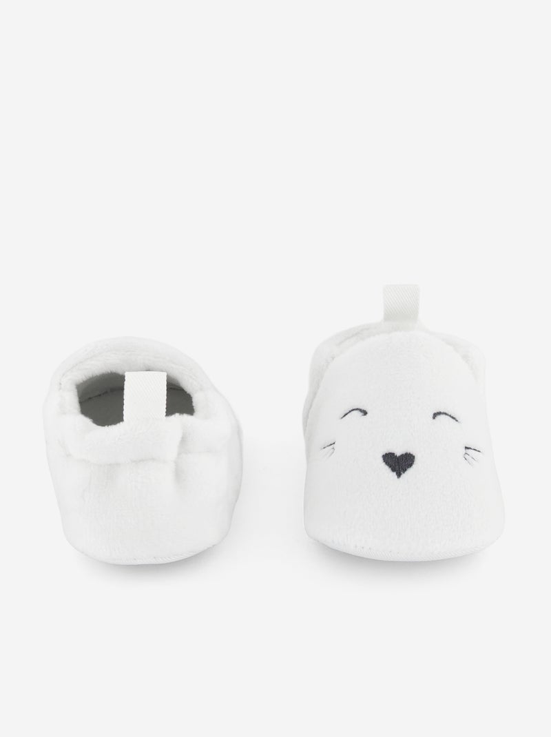 Zapatillas de casa de terciopelo BLANCO - Kiabi