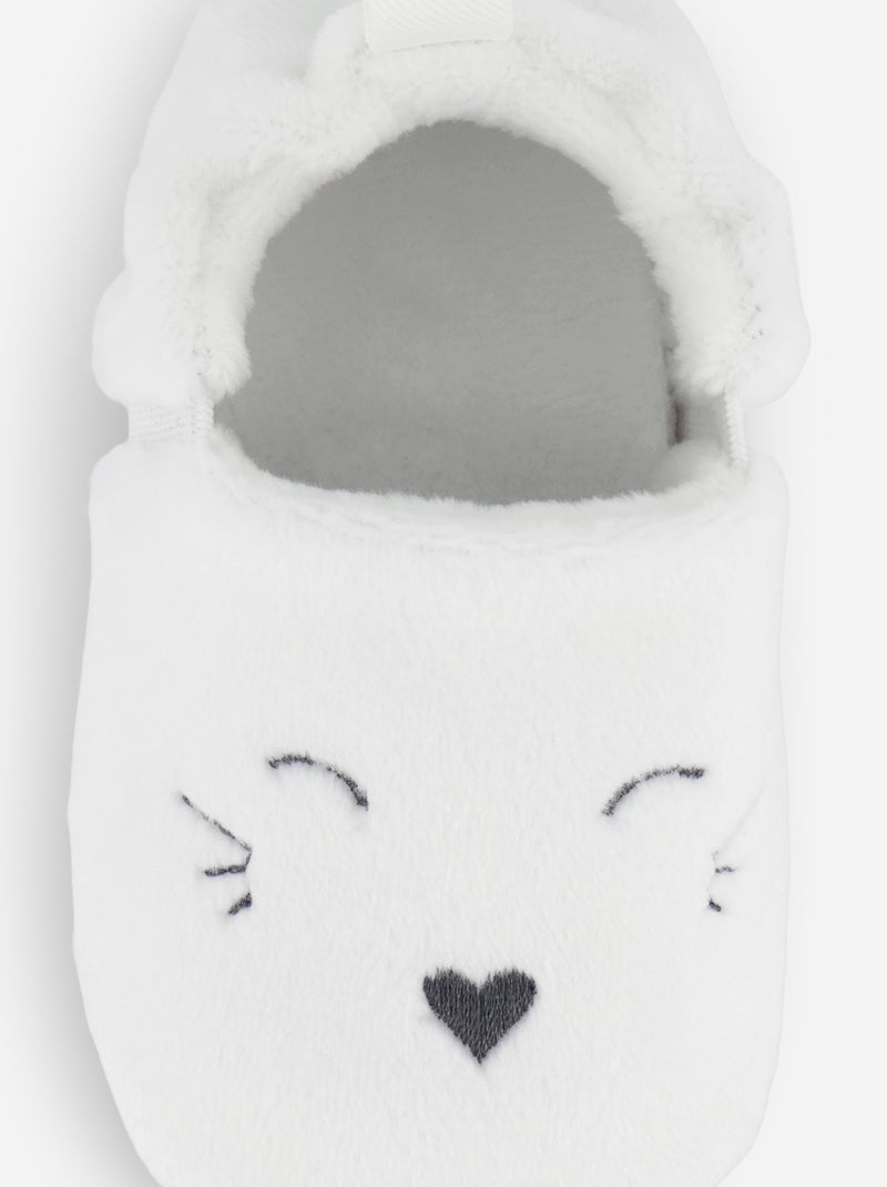 Zapatillas de casa de terciopelo BLANCO - Kiabi