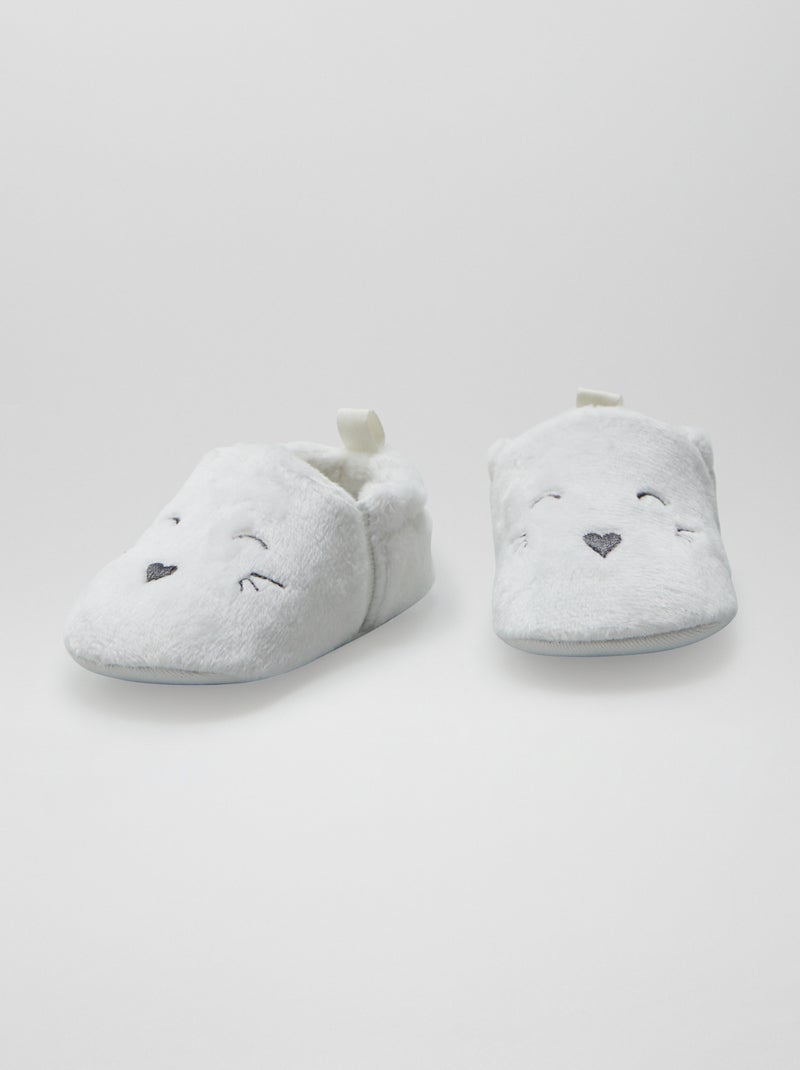 Zapatillas de casa de terciopelo BLANCO - Kiabi