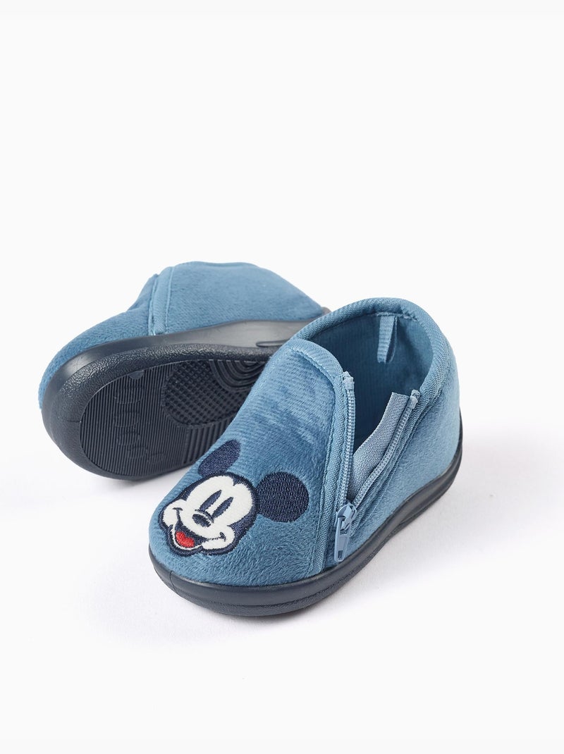 Zapatillas de casa de terciopelo con bordado de Mickey Azul Azul - Kiabi