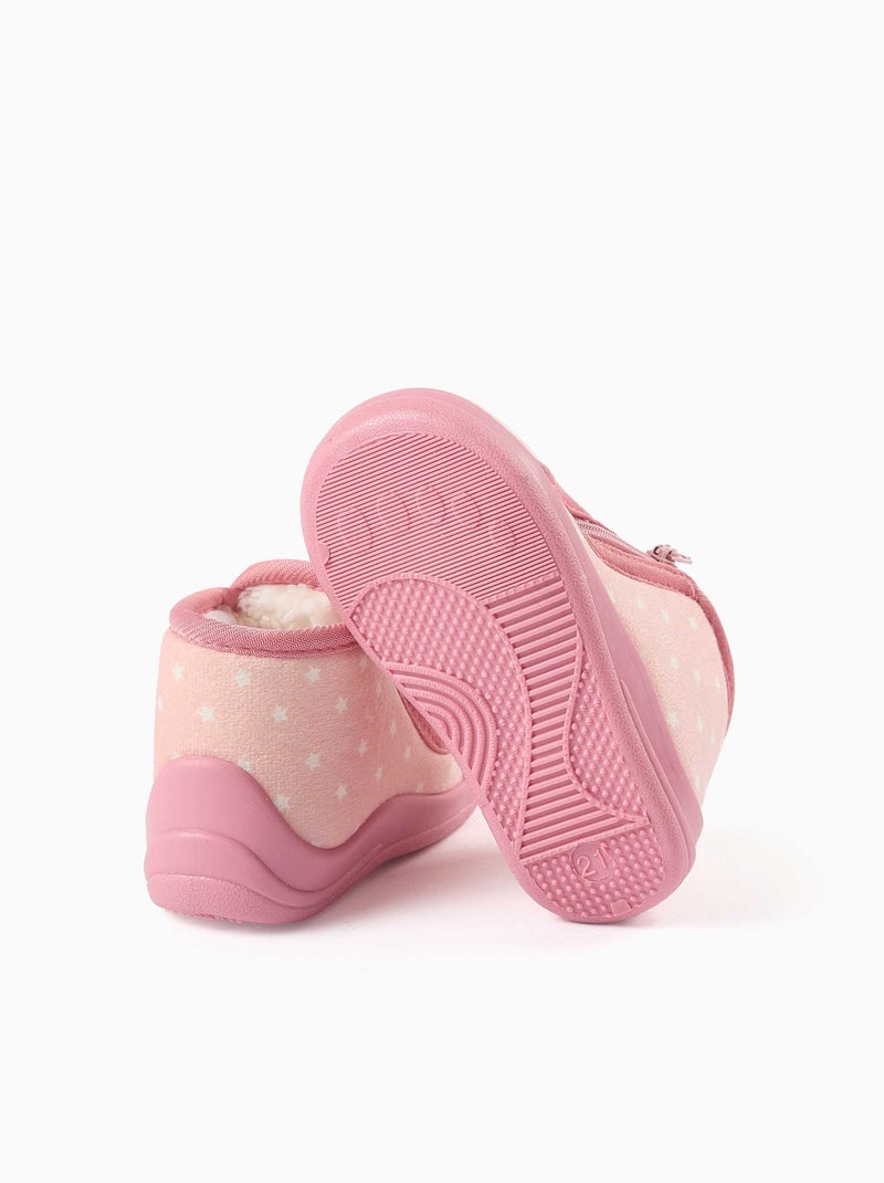 Zapatillas de casa de terciopelo con estampado de estrellas Rosa claro - Kiabi