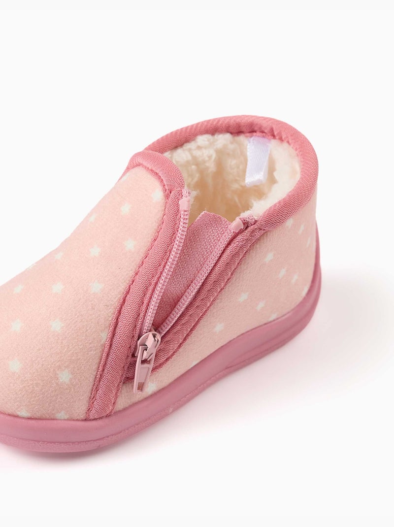 Zapatillas de casa de terciopelo con estampado de estrellas Rosa claro - Kiabi