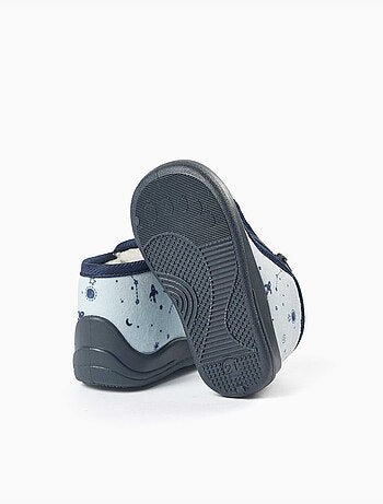 Zapatillas de casa de terciopelo con motivo espacial
