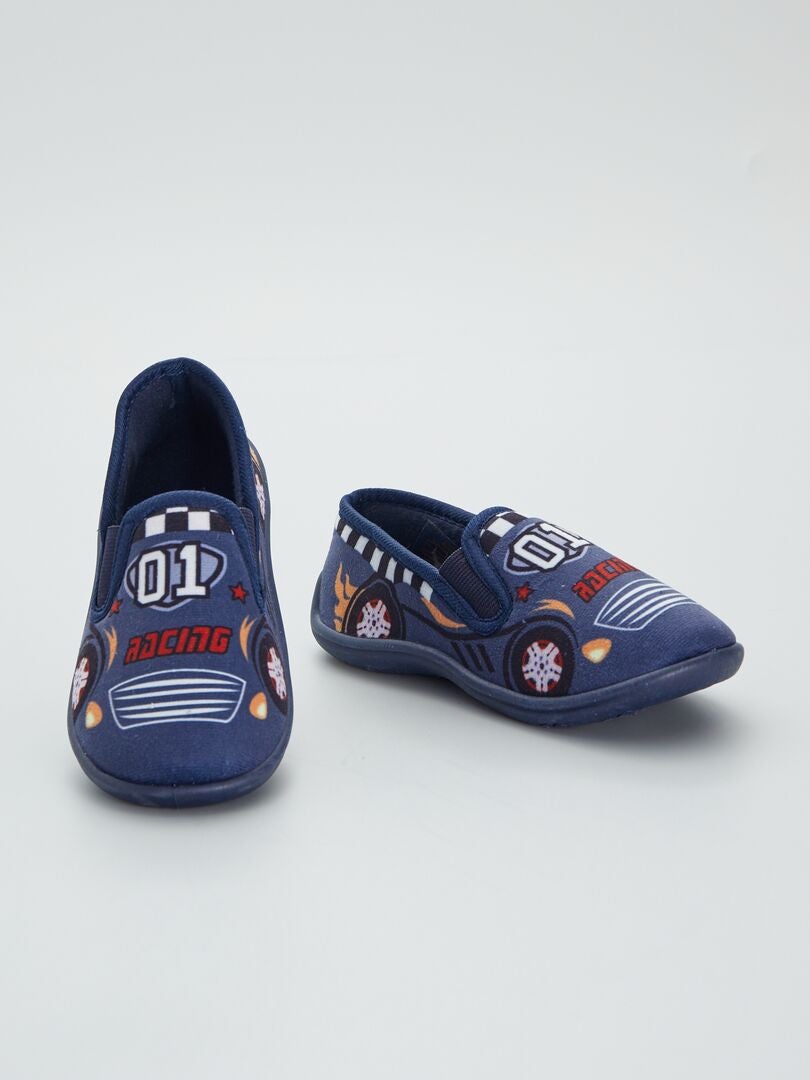 Zapatillas de casa de terciopelo estilo 'automóvil' azul navy - Kiabi