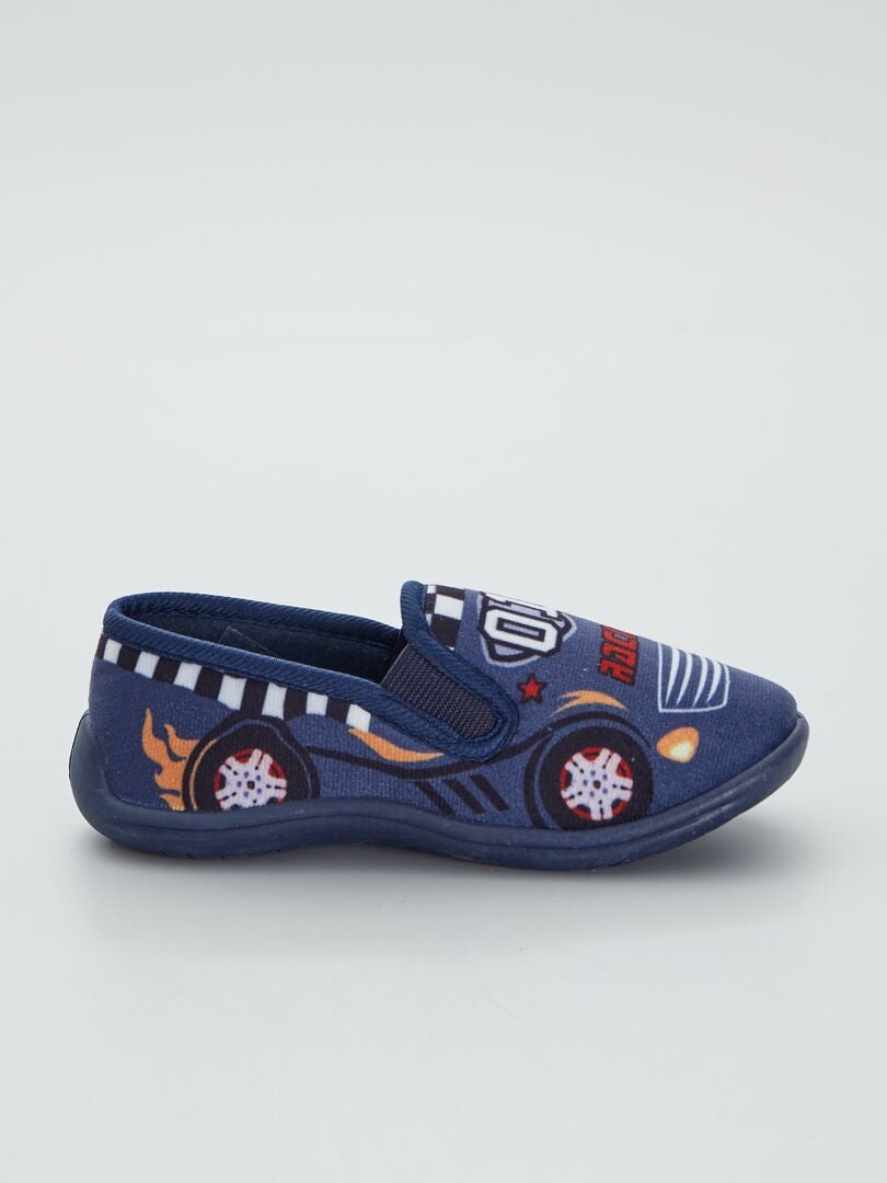 Zapatillas de casa de terciopelo estilo 'automóvil' azul navy - Kiabi