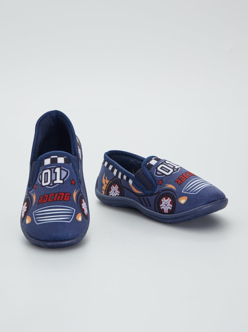 Zapatillas de casa de terciopelo estilo 'automóvil' azul navy - Kiabi