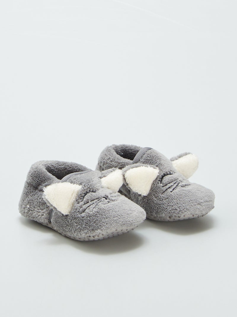 Zapatillas de casa de terciopelo 'ratón' GRIS - Kiabi