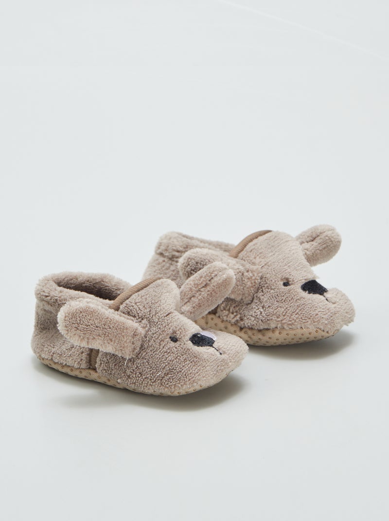 Zapatillas de casa de terciopelo 'ratón' MARRON - Kiabi