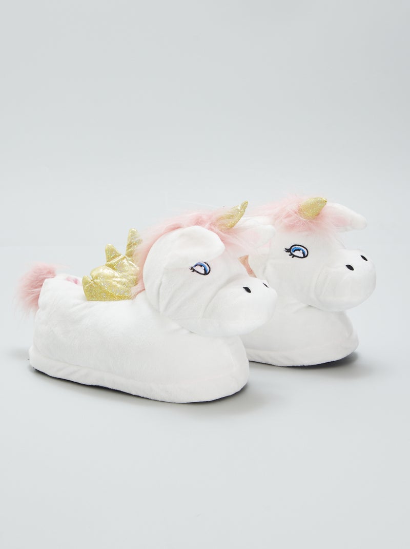 Zapatillas de casa de unicornio en 3D BLANCO - Kiabi