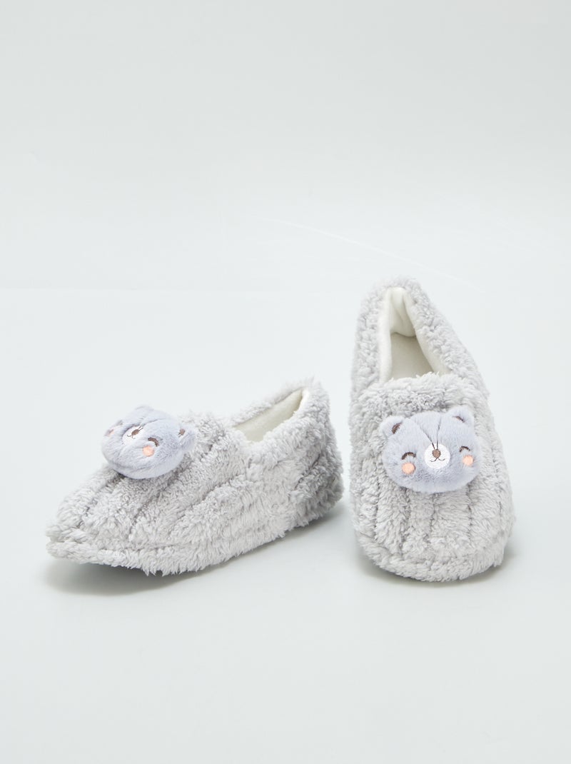 Zapatillas de casa destalonadas 'animales' GRIS - Kiabi