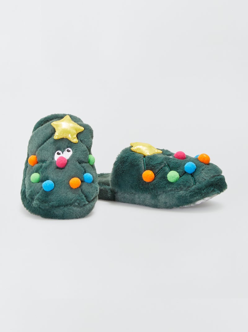 Zapatillas de casa destalonadas 'árbol de Navidad' VERDE - Kiabi