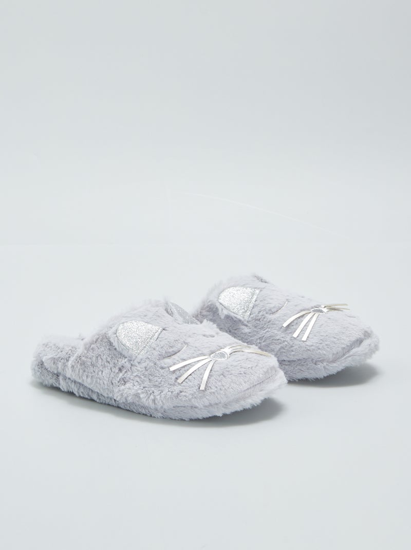Zapatillas de casa destalonadas con estampado de 'animal' GRIS - Kiabi