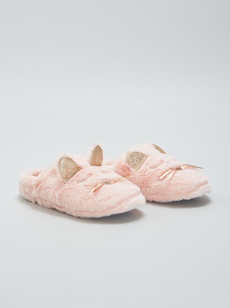 Zapatillas de casa destalonadas con estampado de 'animal' ROSA - Kiabi