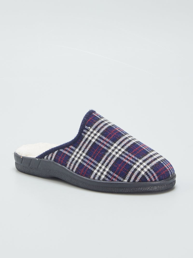 Zapatillas de casa destalonadas con interior de borreguito AZUL - Kiabi