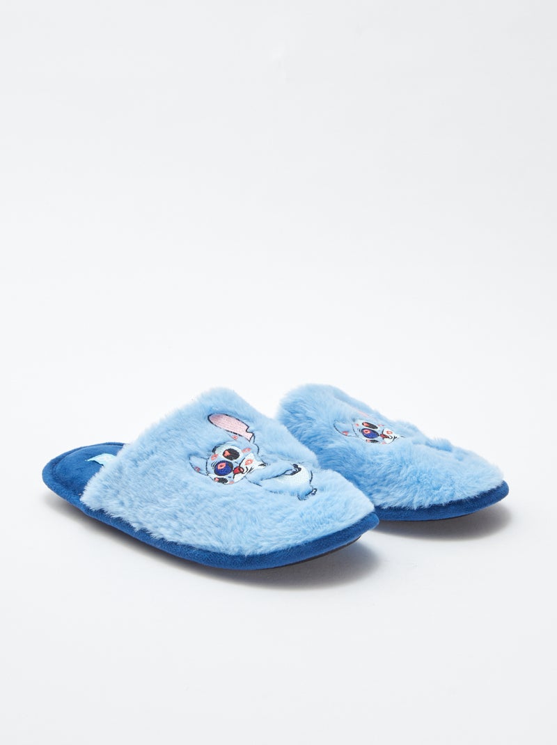 Zapatillas de casa destalonadas con pelo 'Stitch' azul - Kiabi